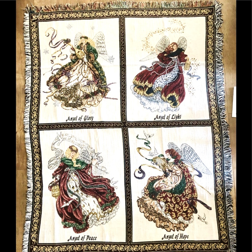 Angels multi color throw/blanket 70" x 54" Cotton poly